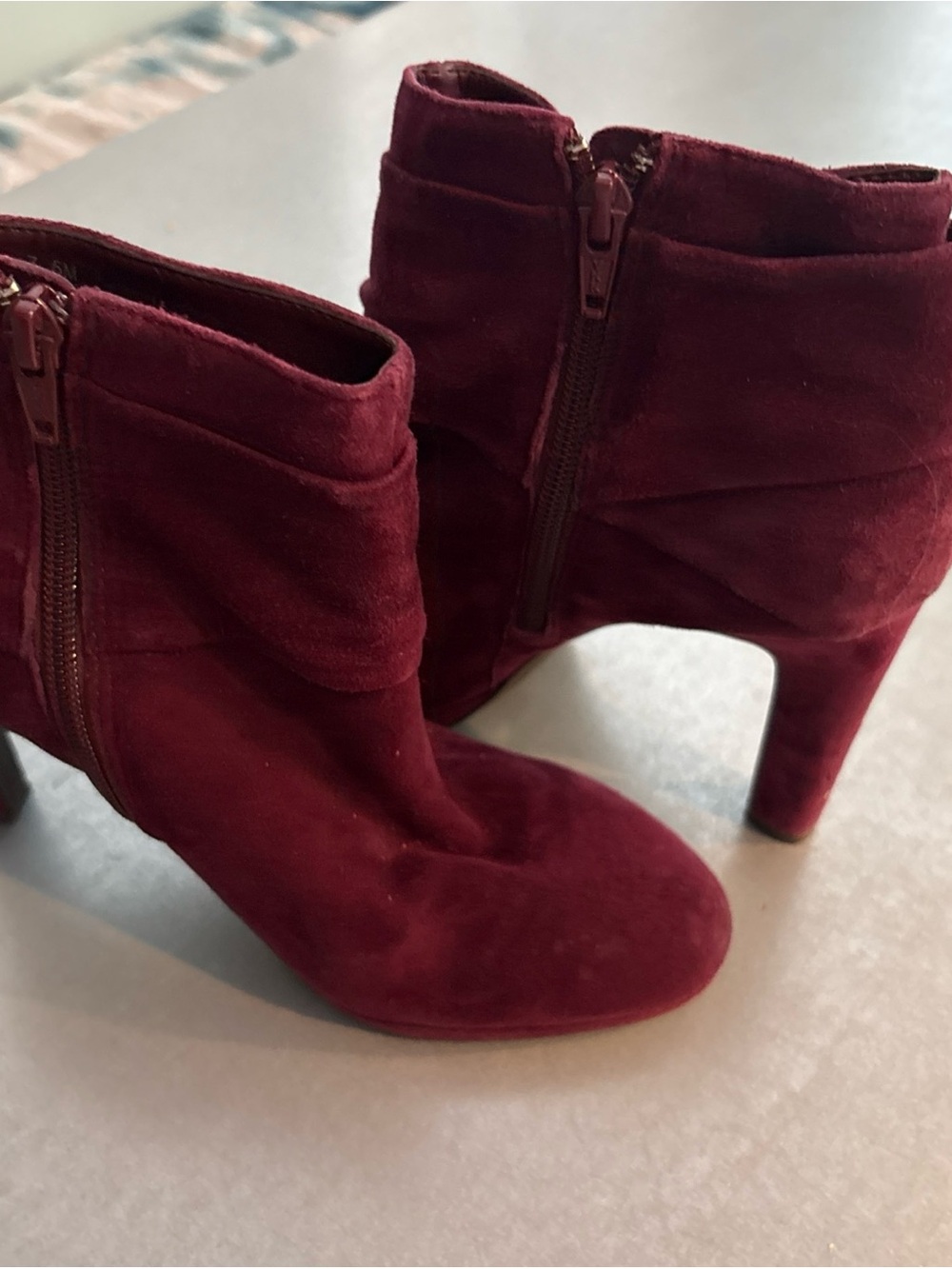 Gianni Bini Burgundy Suede High-Heel Ankle Booties